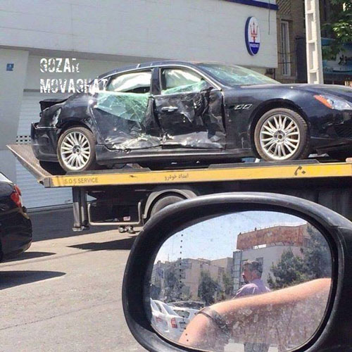 تصادف مازراتی 2 میلیاردی در تهران/ عکس
