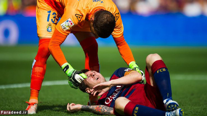(تصاویر) لحظه مصدم شدن لیونل مسی