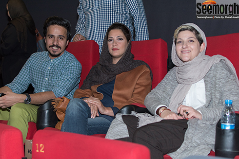 ملانی در کنار طناز طباطبایی و حسین سلیمانی در اکران فیلم اروند