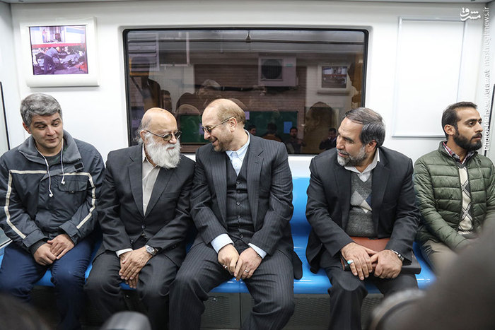 خوش و بش قالیباف و چمران در مترو/عکس