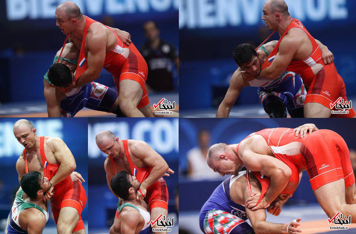 تصویری از روش‌ ناجوانمردانه کشتی‌گیر روس مقابل حسن یزدانی