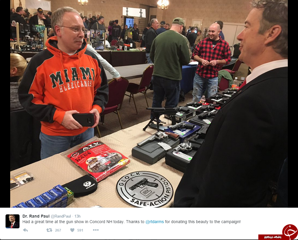 کاندید ریاست جمهوری آمریکا دست به اسلحه شد+ عکس