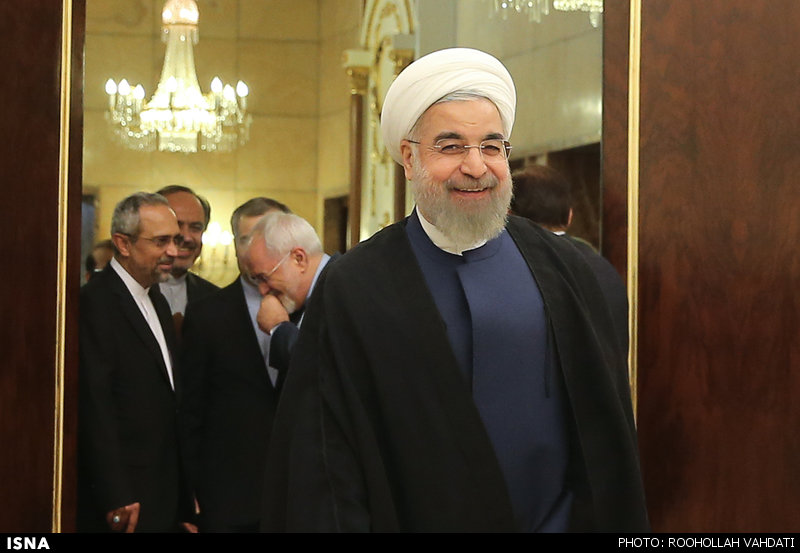 خنده‌های جالب ظریف و روحانی/عکس