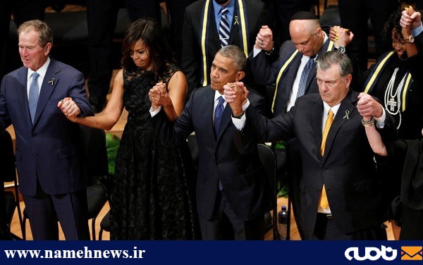 اوباما و بوش در مراسم گرامی داشت افسران پلیس/ عکس