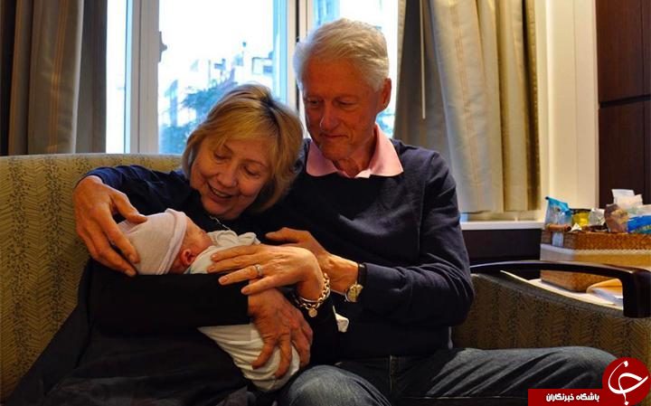 کلینتون‎ها درکنار نوه تازه متولد شده/ عکس