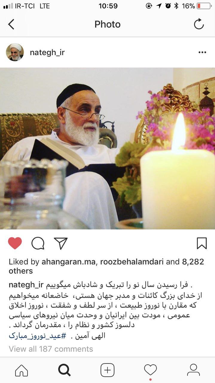 تصویر نوروزی متفاوت از ناطق‌نوری در اینستاگرام