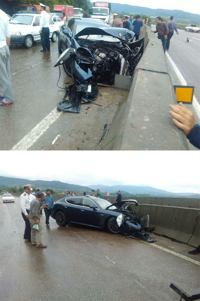 تصادف شدید پورشه در شمال/ عکس