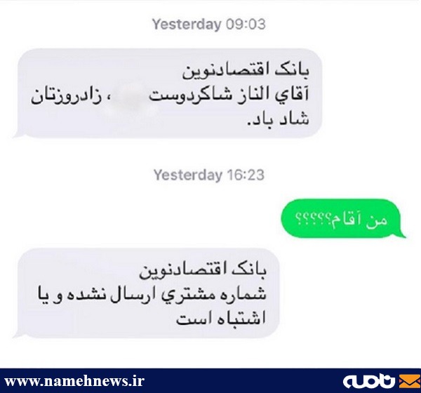 پیامک اشتباه به الناز شاکردوست!/ عکس
