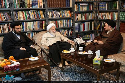 آیت‌الله محفوظی در کنار سیدحسن و برادرش/عکس