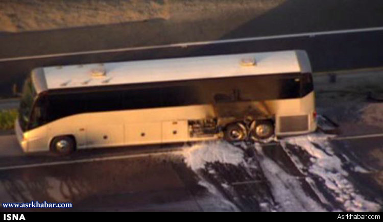 اتوبوس کارکنان اَپل آتش گرفت + تصاویر