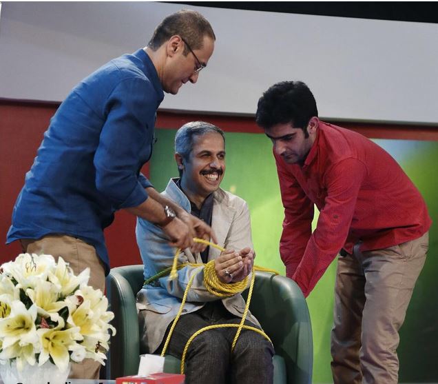 طناب پیچ کردن جواد رضویان در خندوانه/ عکس