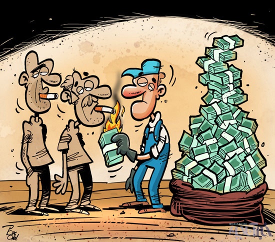 کاریکاتور/ ایرانی‌ها اینطوری روزی یک میلیارد تومان دود می‌کنند!