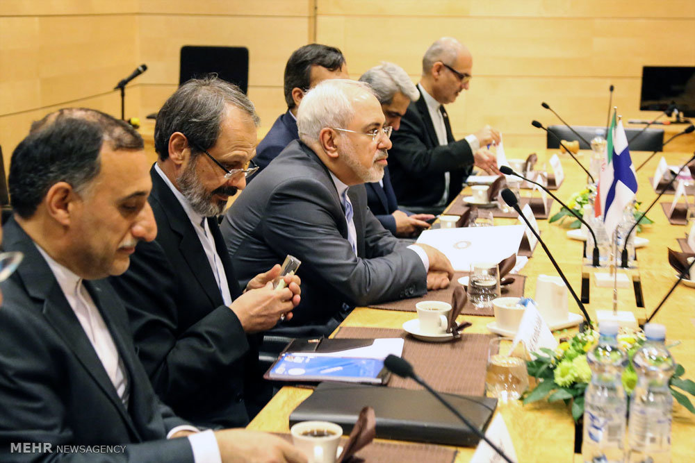 دیدار ظریف با رئیس پارلمان فنلاند/ عکس